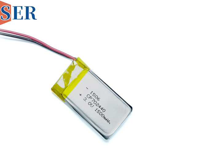 Batería suave del manganeso del litio del paquete de la batería ultra fina de CP702440 3V 1500mah Li-MNO2 con el conector de los alambres