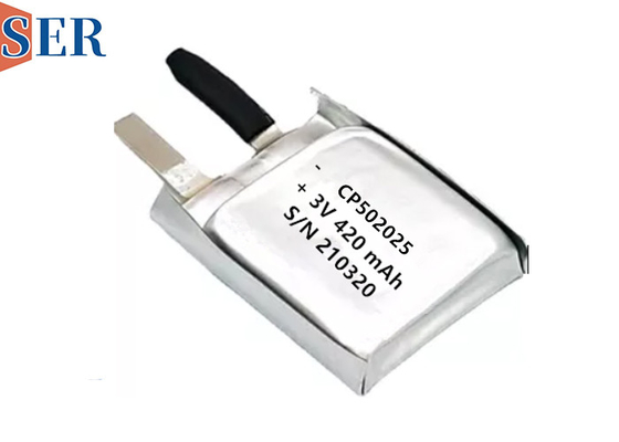 Larga vida ultra fina suave de la célula 550mAh de la bolsa de la batería de CP502025 Li-MnO2 para el seguimiento animal