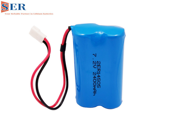 Conector del alambre de la batería ER14505-2S 7.2V 2400mah de 2ER14505 2S1P Li SOCL2 para el metro
