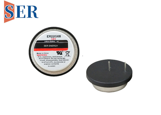 Las células de la oblea de la batería de ER22G68 LiSOCl2 abrochan el tipo 3.6V no recargable